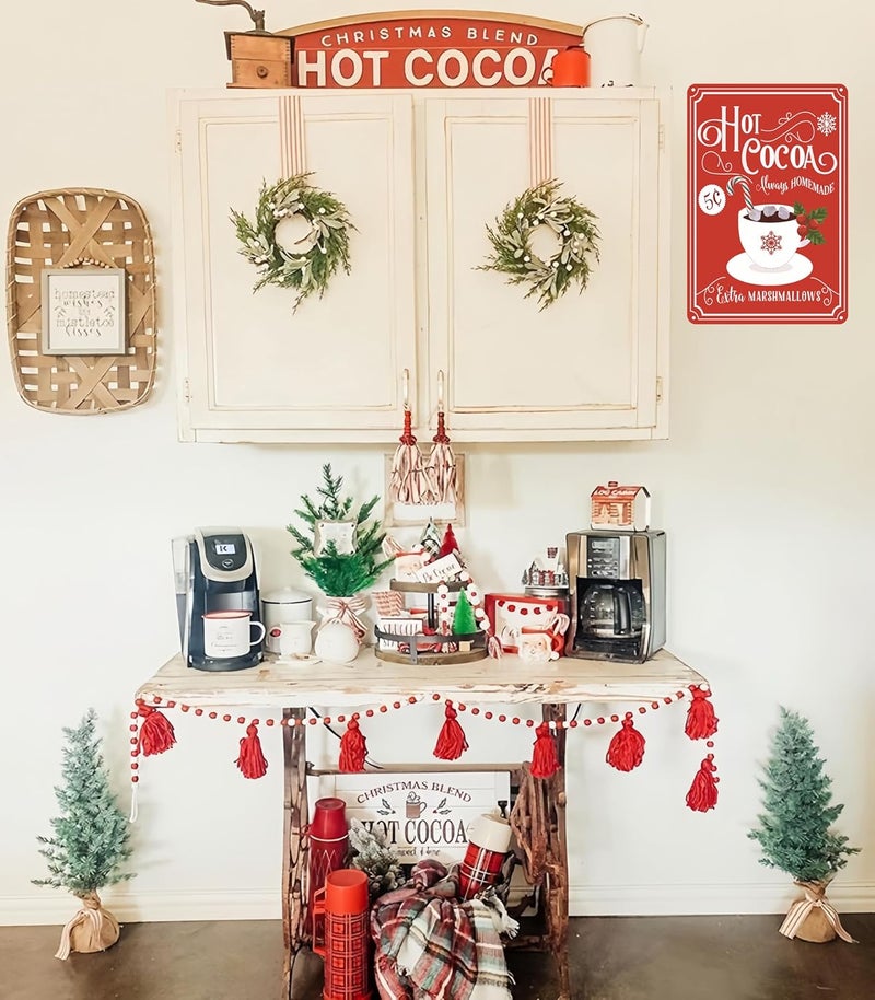 Joyline Vintage Christmas Decor Gifts Rustic Hot Cocoa Always Homemade Extra Marshmallows Tin Sign for Home Farmhouse Kicthen Cafe Bar Wall Decor 8 x 12 inches (3234) - Image 5
